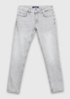 Gri Düz Slim Fit Denim Pamuk Karışımlı Pantolon