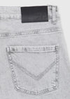 Gri Düz Slim Fit Denim Pamuk Karışımlı Pantolon