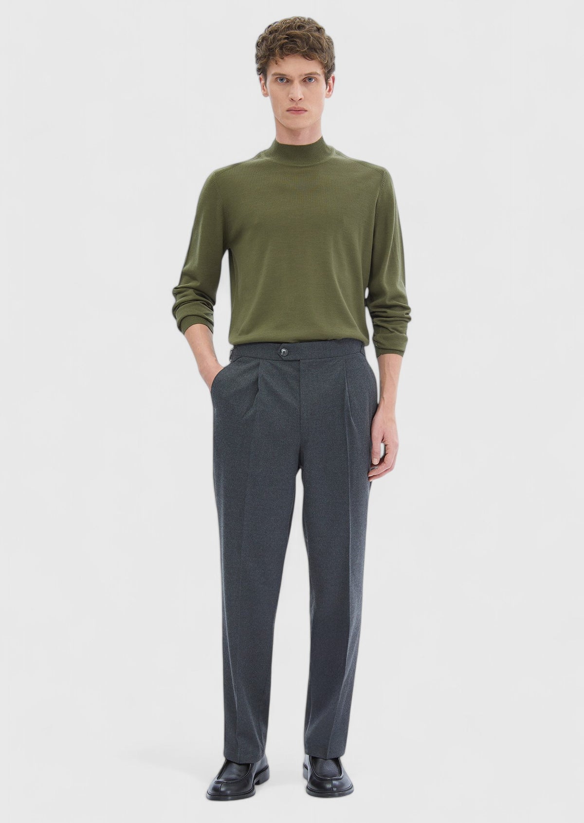 Hard Coal Weaving Loose Fit Casual Trousers