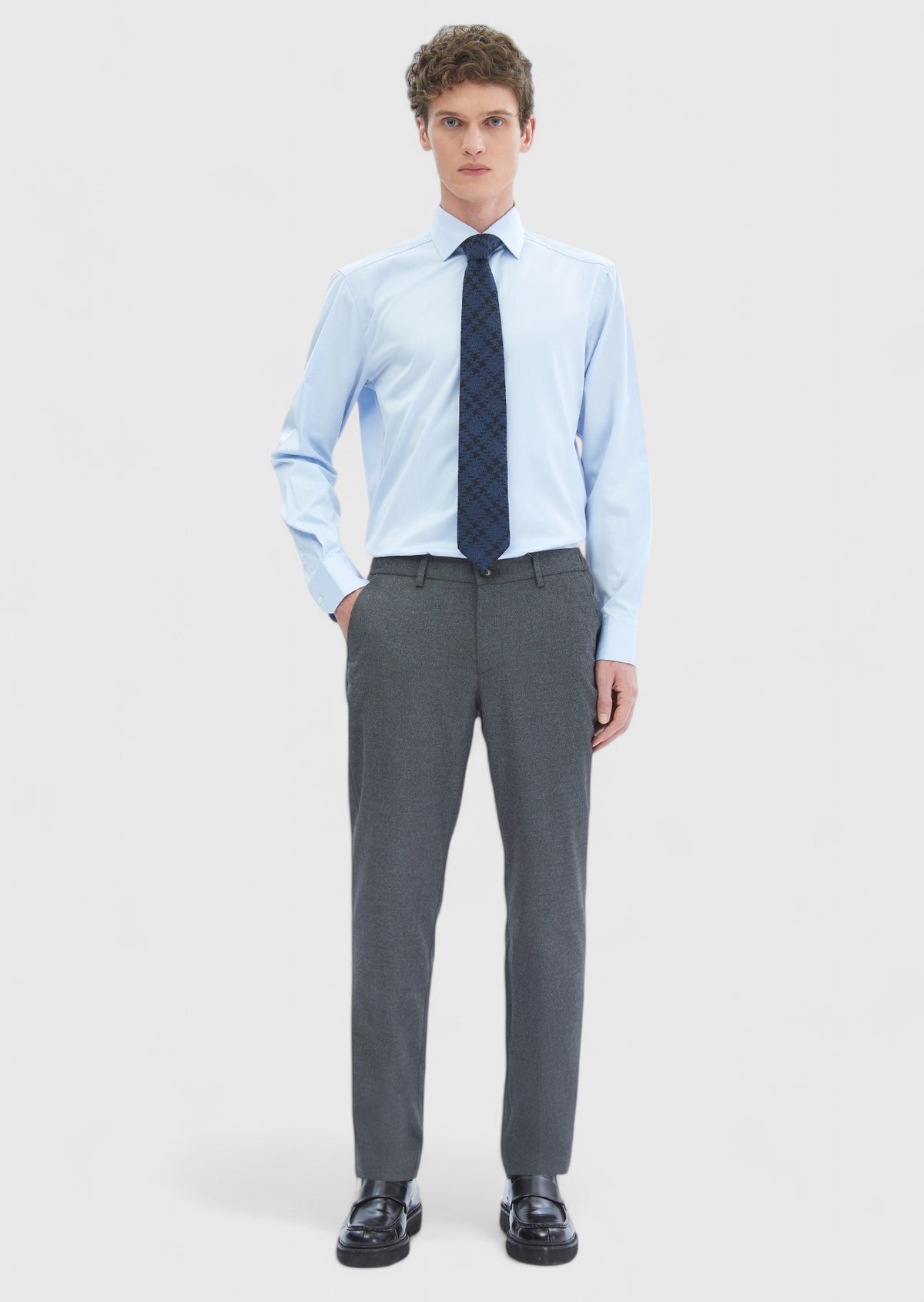 Grey Weaving Jogging Fit Casual Trousers