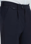 Lacivert Düz Dokuma Regular Fit Casual Yün Karışımlı Pantolon