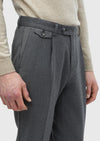 Gri Düz Dokuma Regular Fit Casual Yün Karışımlı Pantolon