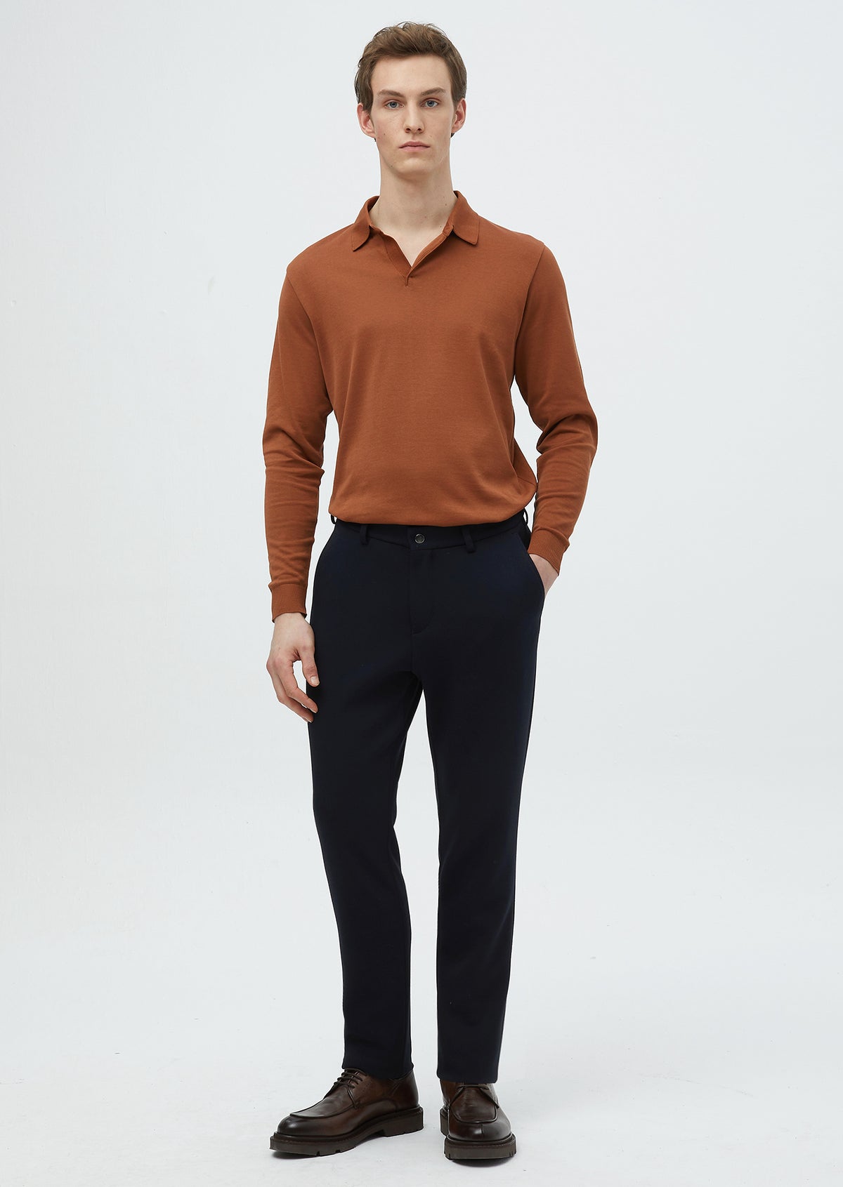 Lacivert Düz Örme Jogging Fit Casual Pantolon