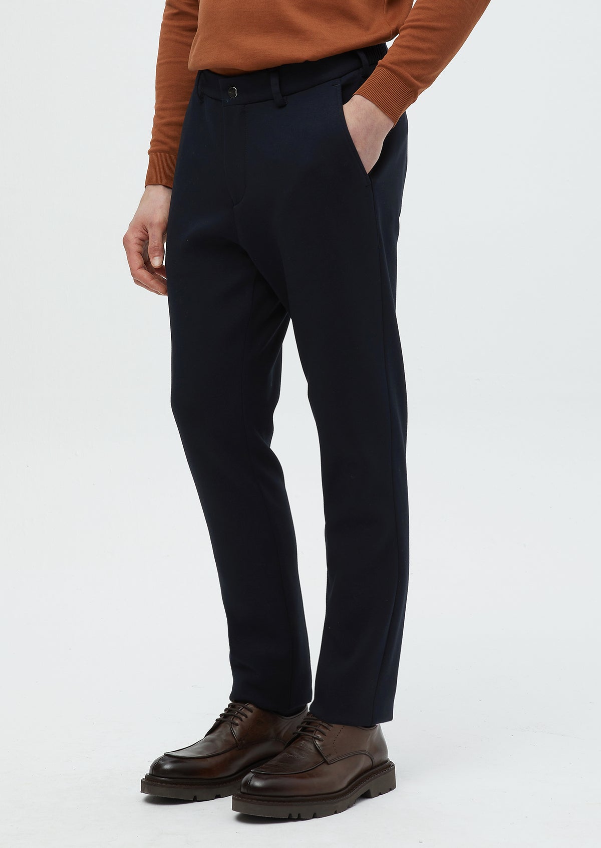 Lacivert Düz Örme Jogging Fit Casual Pantolon