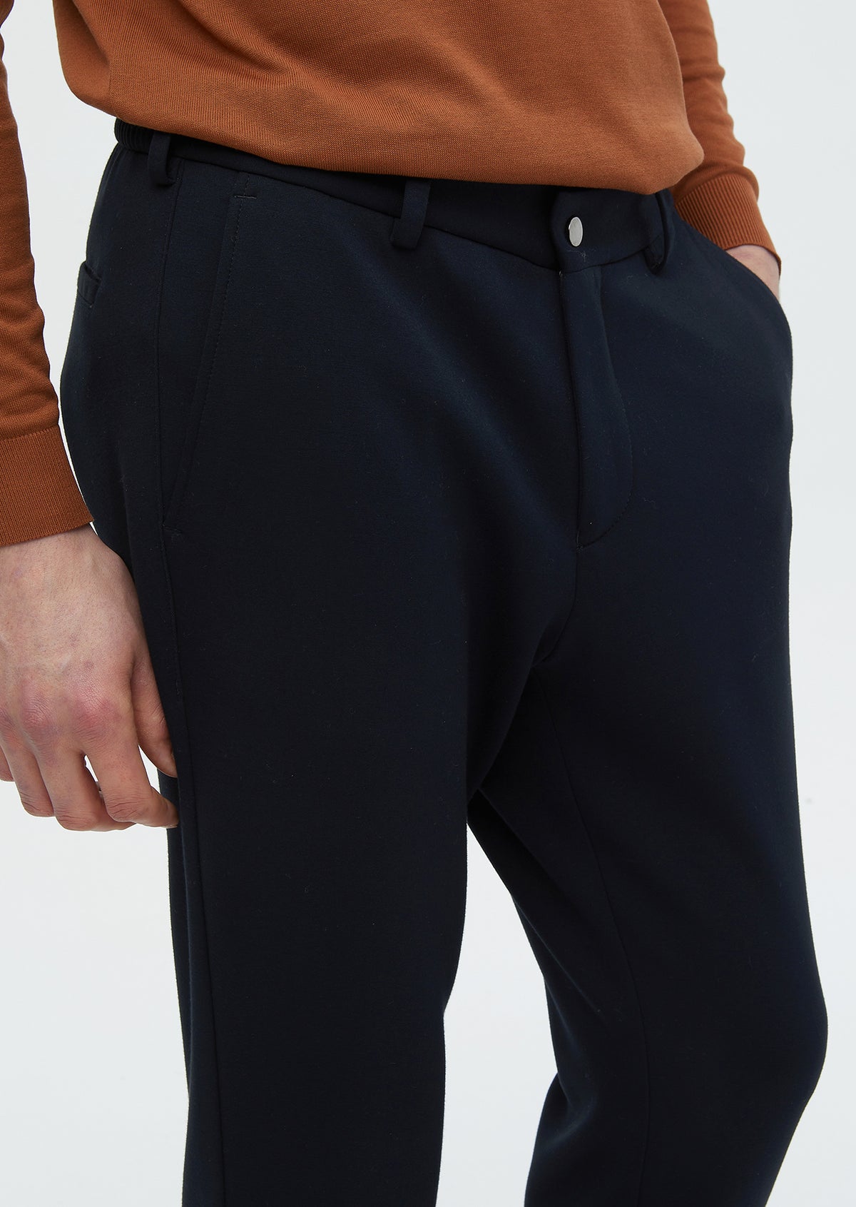 Lacivert Düz Örme Jogging Fit Casual Pantolon