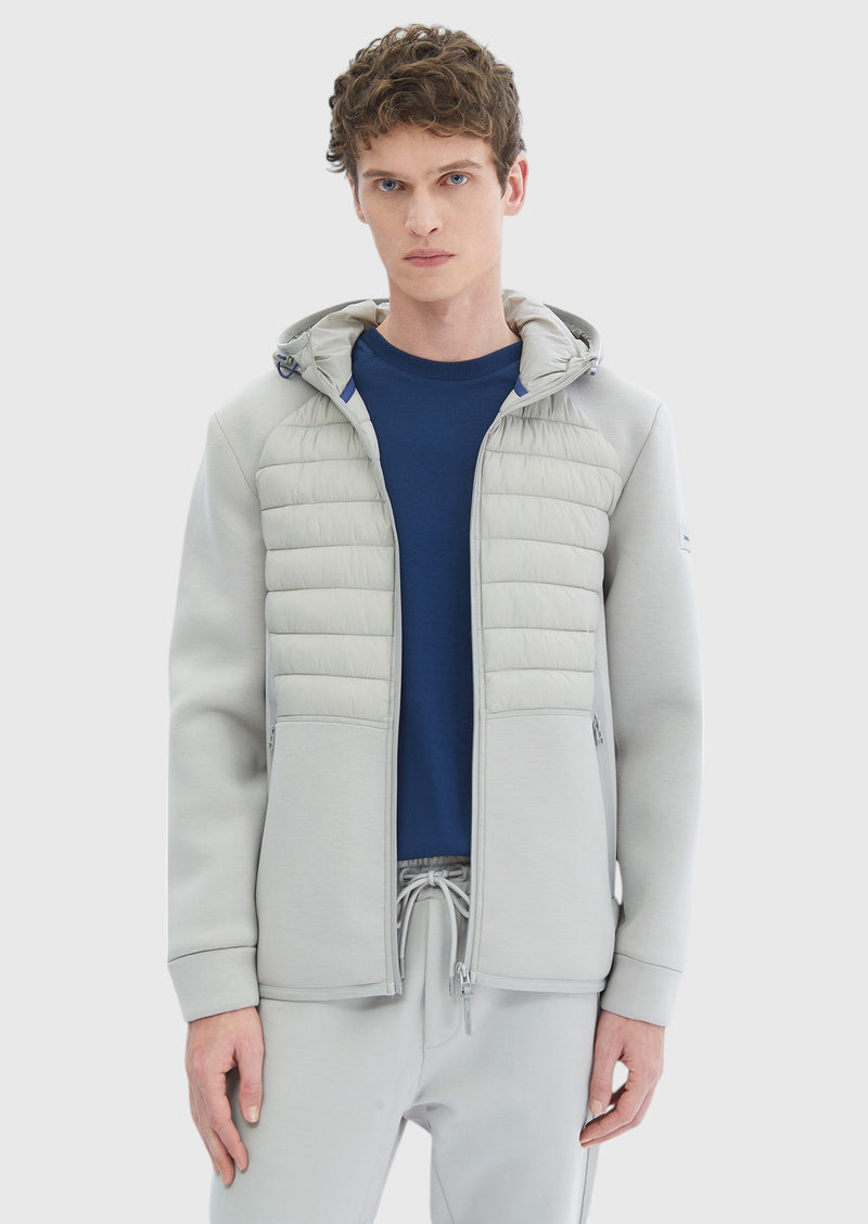 Gri Regular Fit Kapüşonlu Denim Dokuma Mont