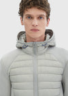 Gri Regular Fit Kapüşonlu Denim Dokuma Mont