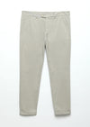 Bej Düz Dokuma Regular Fit Casual Pamuk Karışımlı Pantolon