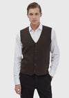 Kahverengi Regular Fit V Yaka Casual Örme Triko Yelek