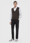 Kahverengi Regular Fit V Yaka Casual Örme Triko Yelek