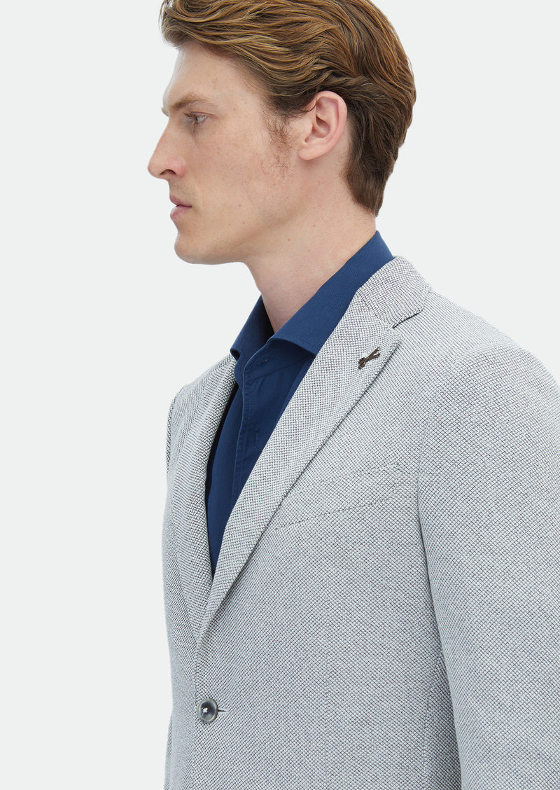 Ekru Mikro Shirt Shoulder Slim Fit Pamuk Karışımlı Örme Ceket