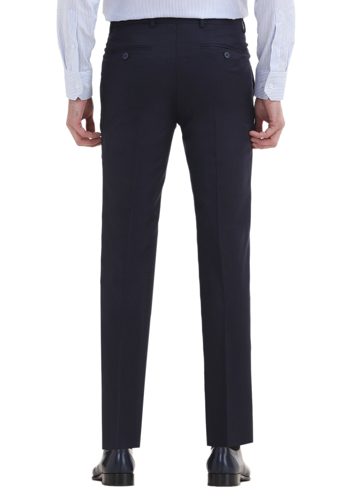 Lacivert Düz Kumaş Slim Fit Klasik %100 Yün Pantolon