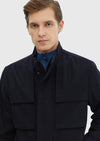 Lacivert Regular Fit Dik Yaka Casual Dokuma Mont
