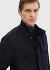 Lacivert Regular Fit Dik Yaka Casual Dokuma Mont
