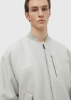 Ekru Oversize Fit Dik Yaka Casual Dokuma Mont
