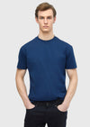 İndigo Düz Bisiklet Yaka %100 Pamuk T-Shirt