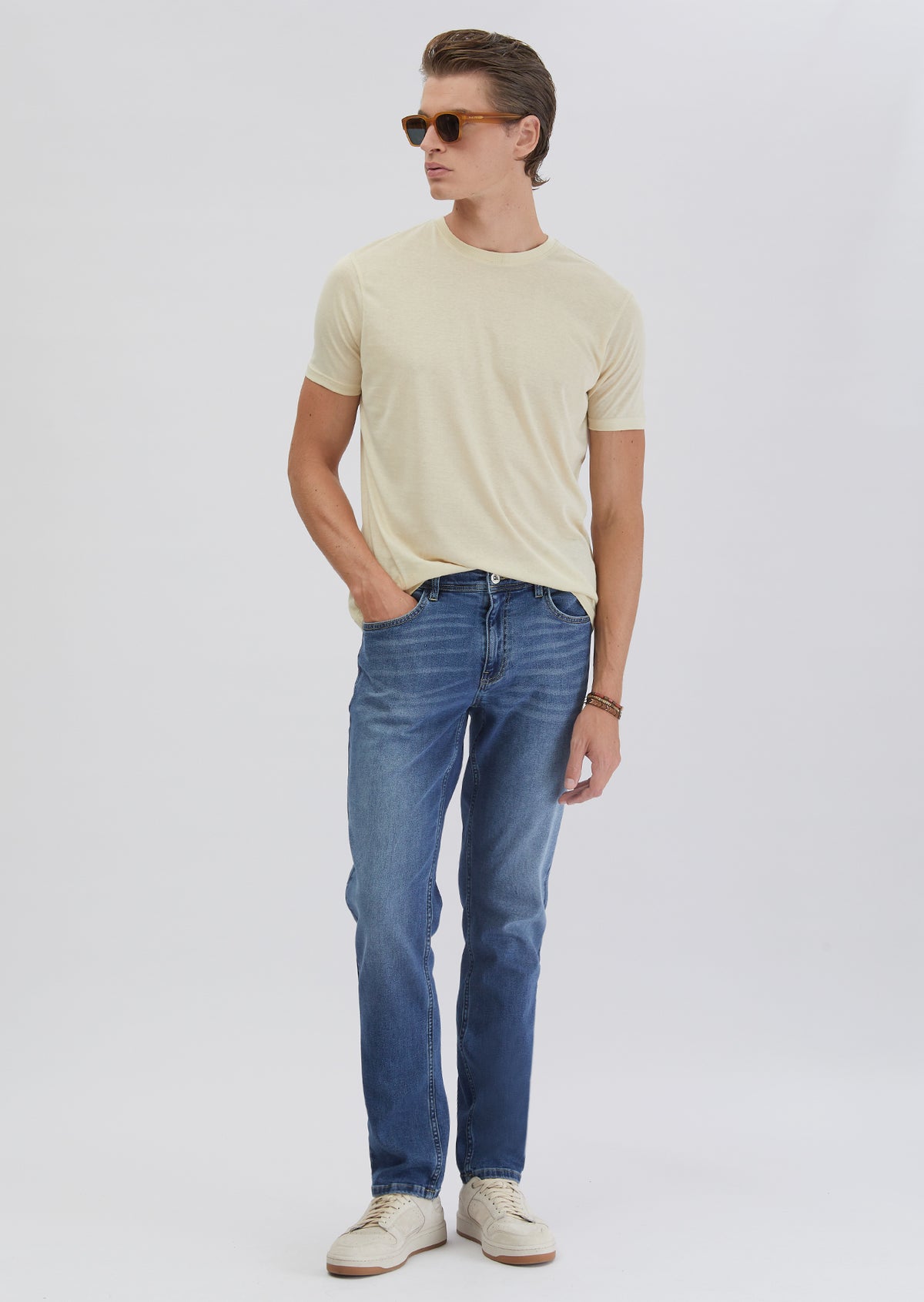 Taş Düz Bisiklet Yaka T-Shirt