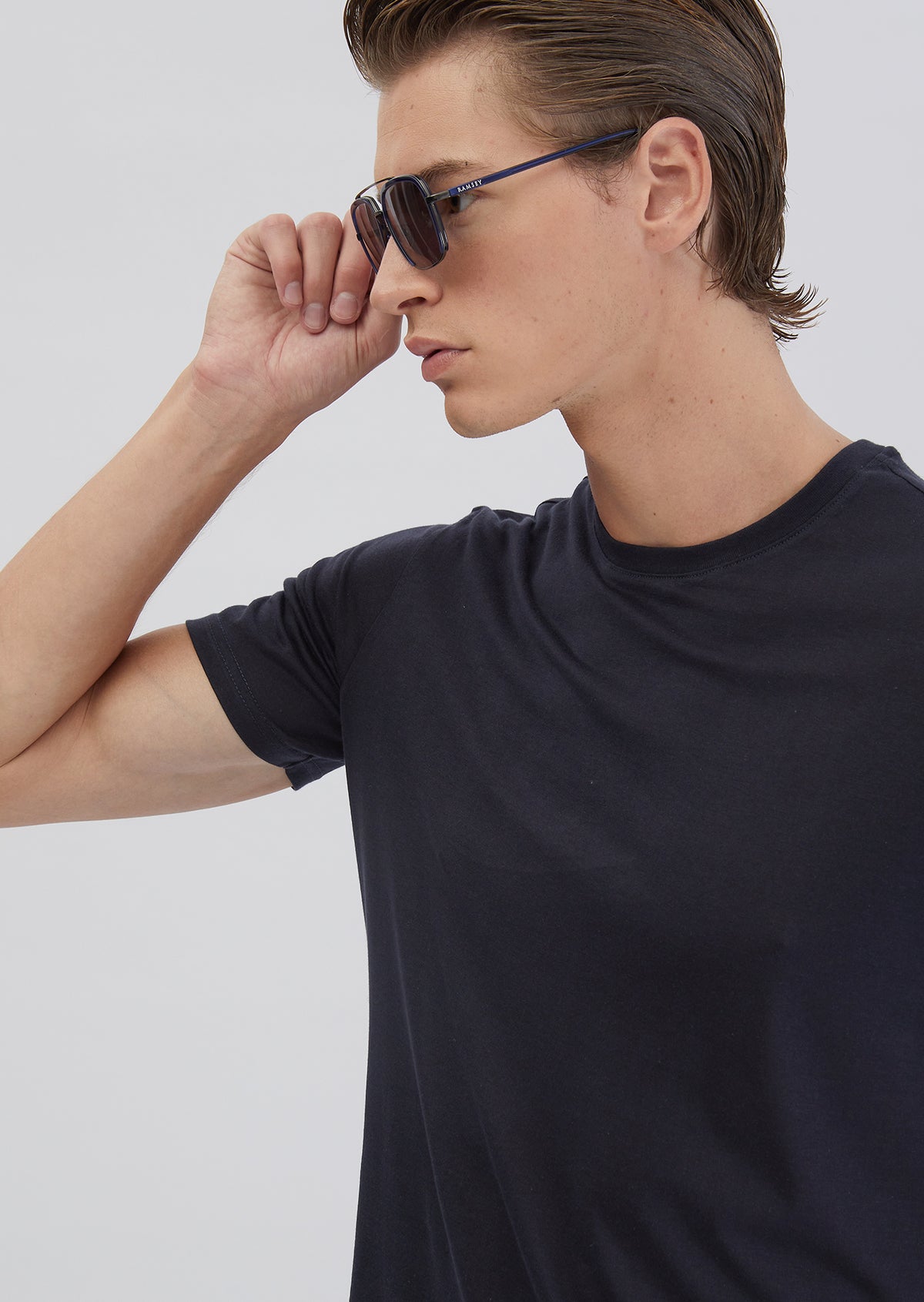 Lacivert Düz Bisiklet Yaka T-Shirt