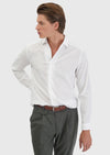 Beyaz Düz Casual Fit Uzun Dokuma Casual %100 Pamuk Gömlek