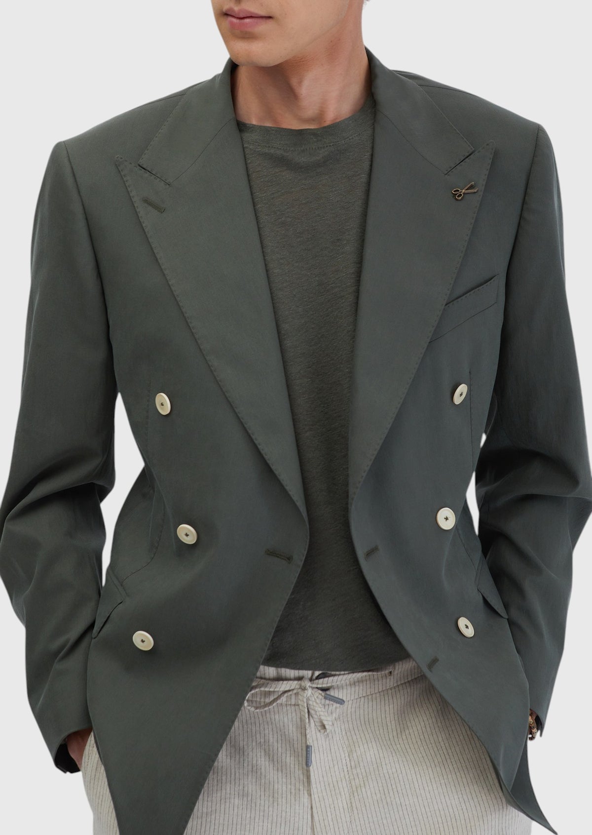 Haki Düz Slim Fit Ceket