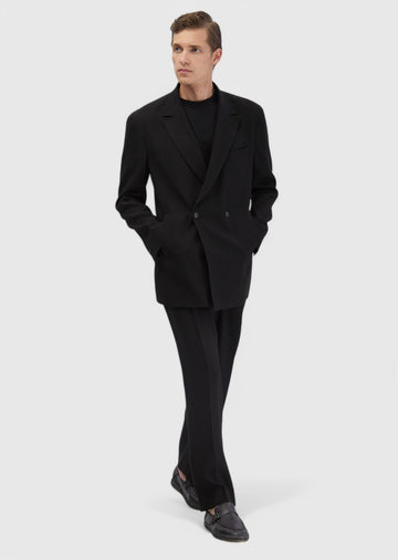 Siyah Düz Zeroweight Slim Fit Yün Karışımlı Takım Elbise
