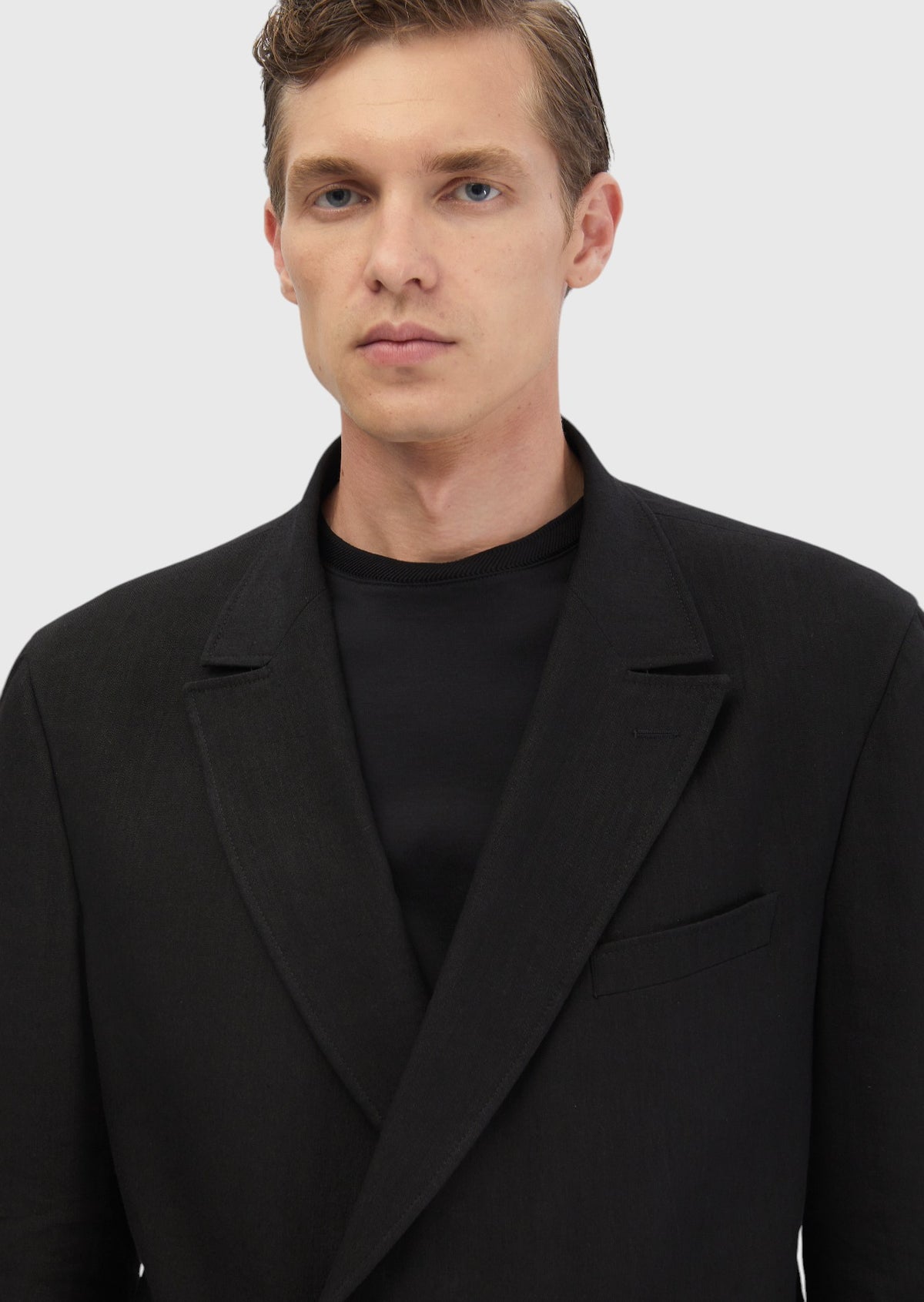 Siyah Düz Zeroweight Slim Fit Yün Karışımlı Takım Elbise