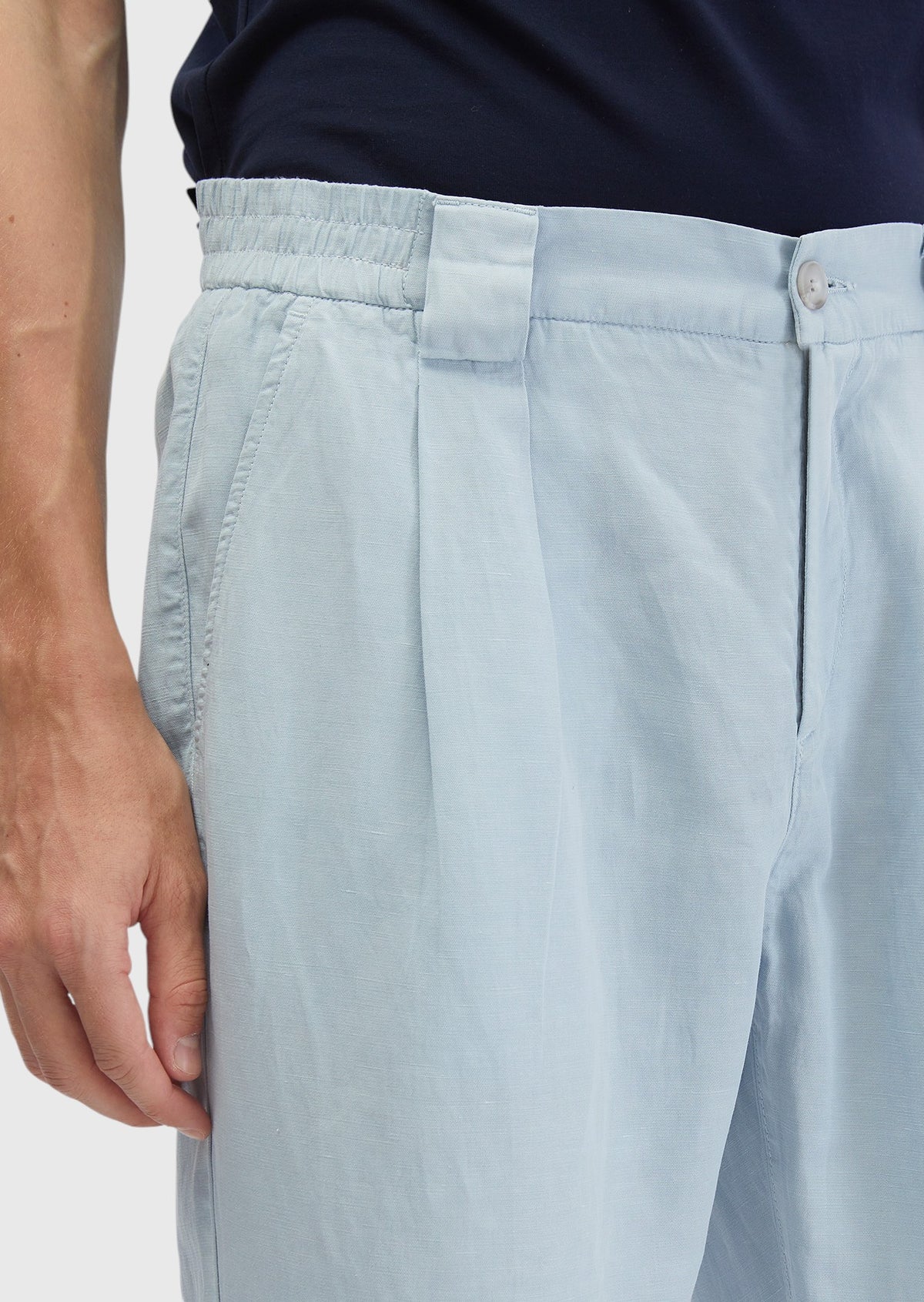 Açık Mavi Düz Dokuma Jogging Fit Casual Pamuk Karışımlı Pantolon