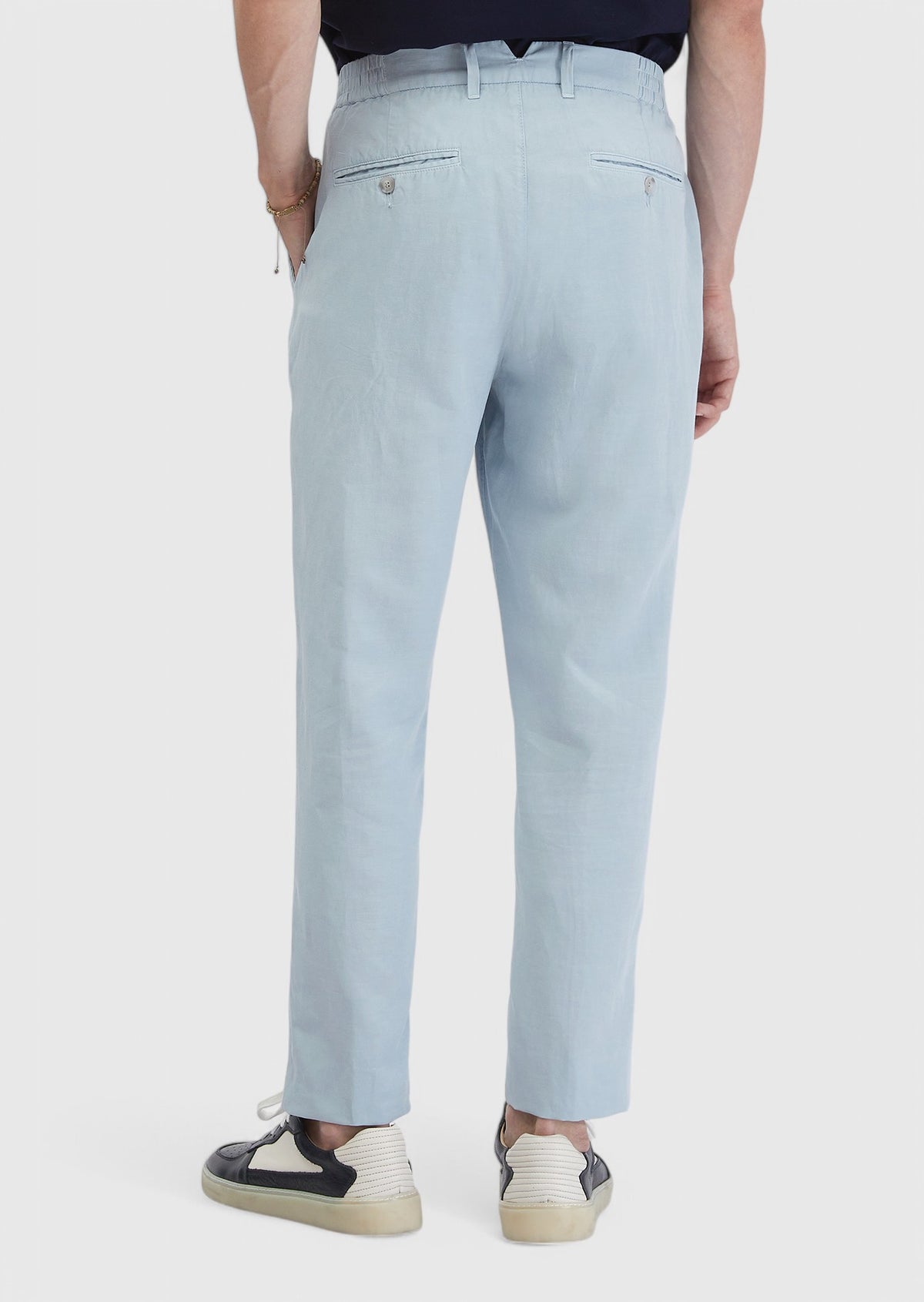 Açık Mavi Düz Dokuma Jogging Fit Casual Pamuk Karışımlı Pantolon