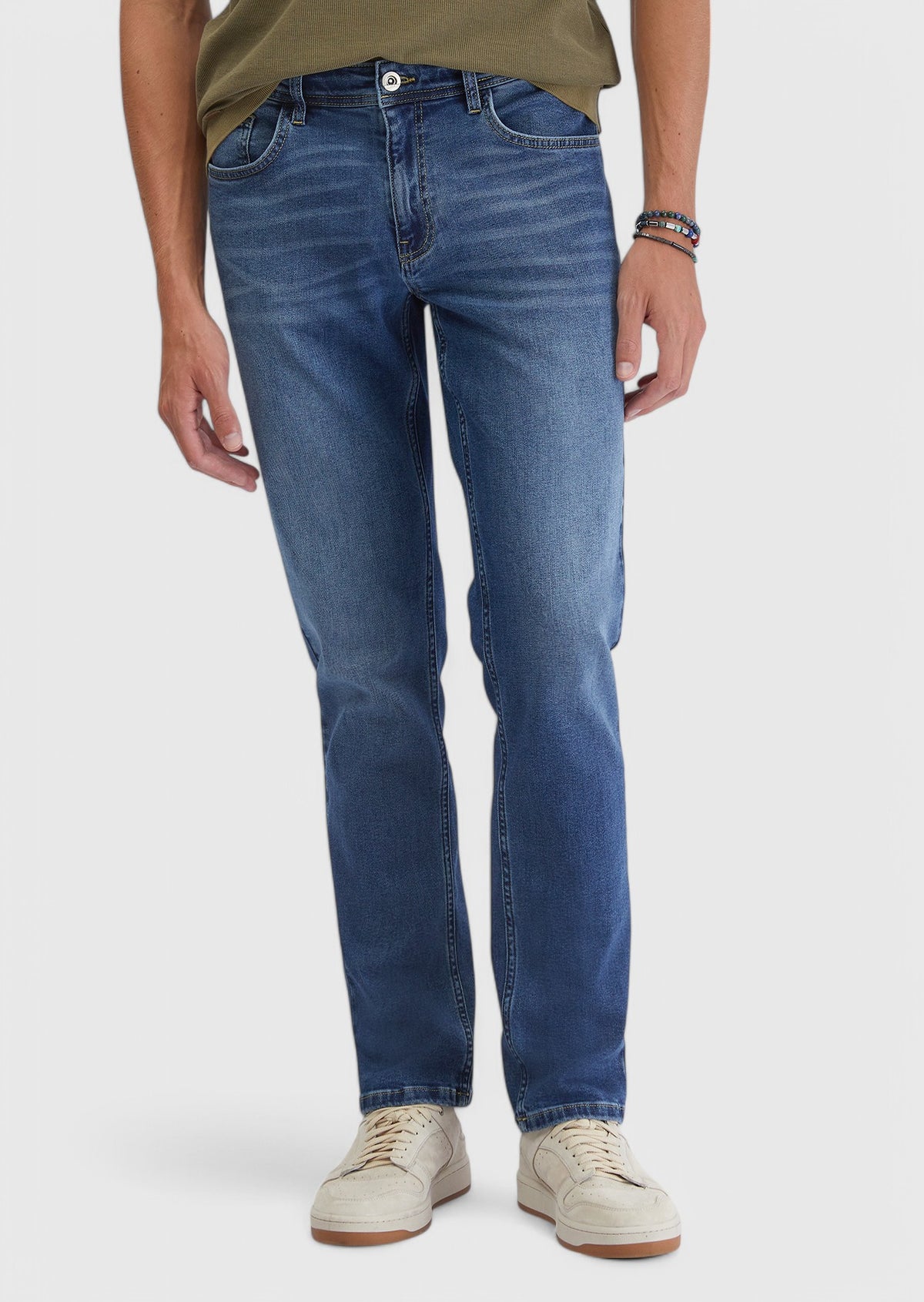 İndigo Düz Slim Fit Denim Pamuk Karışımlı Pantolon