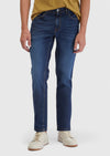 Lacivert Düz Slim Fit Denim Pamuk Karışımlı Pantolon