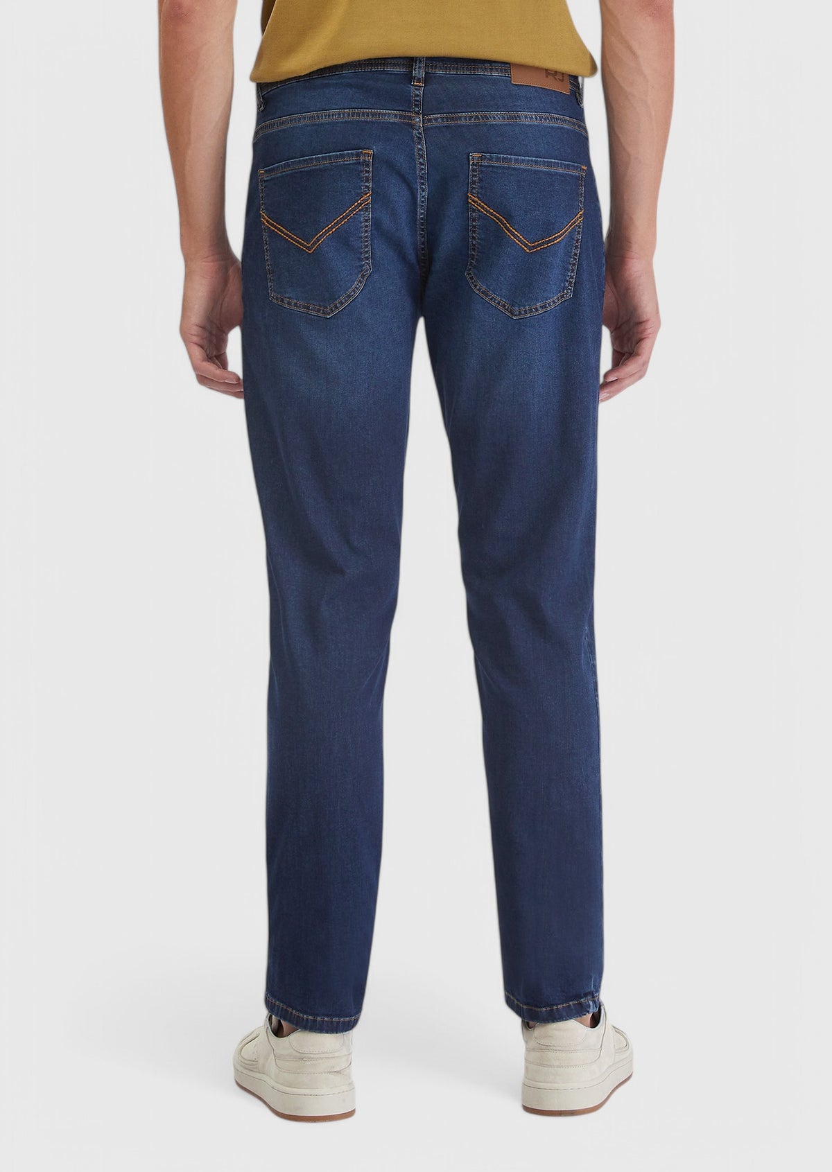 Lacivert Düz Slim Fit Denim Pamuk Karışımlı Pantolon
