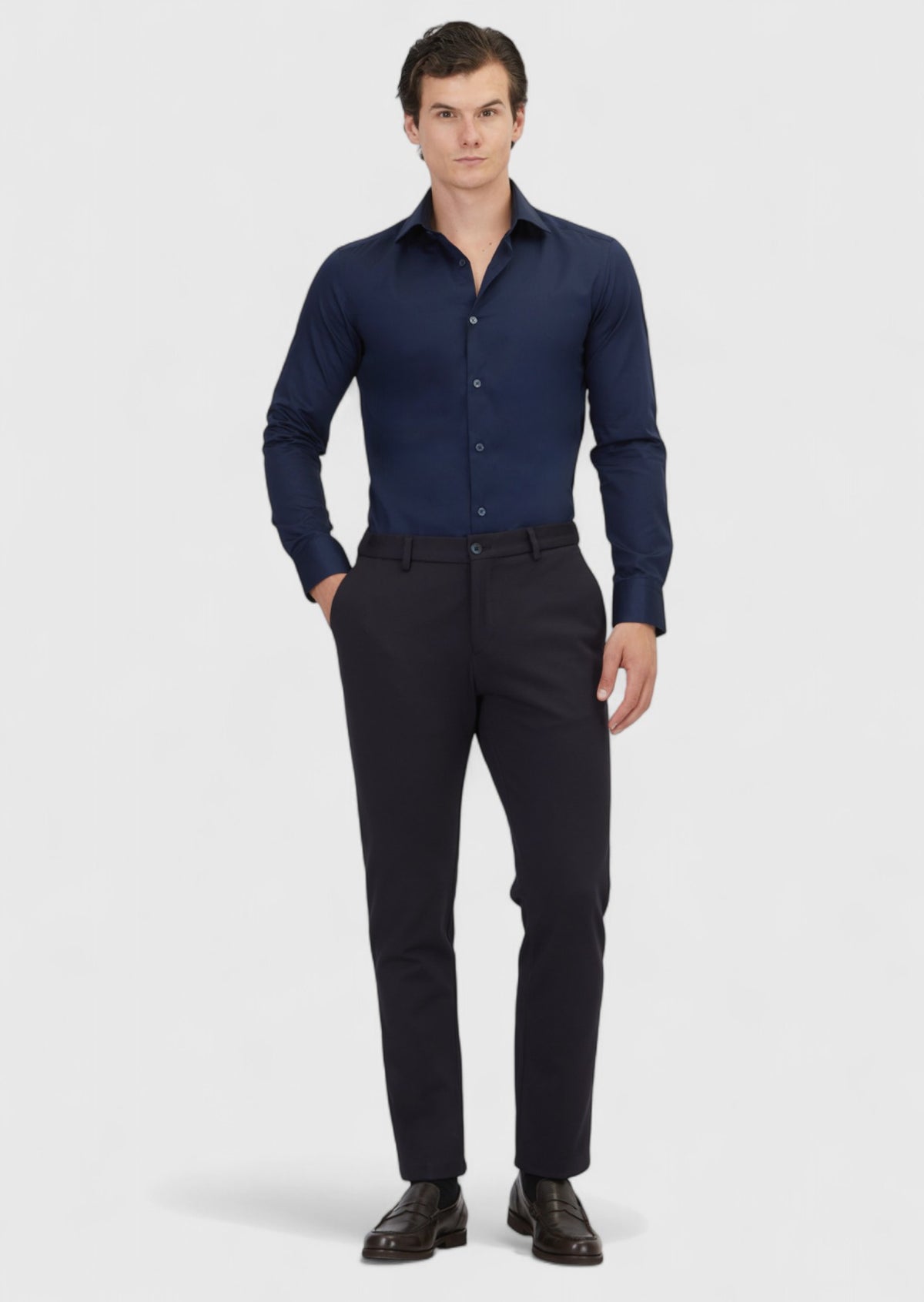 Navy Blue Knitting Jogging Fit Casual Trousers