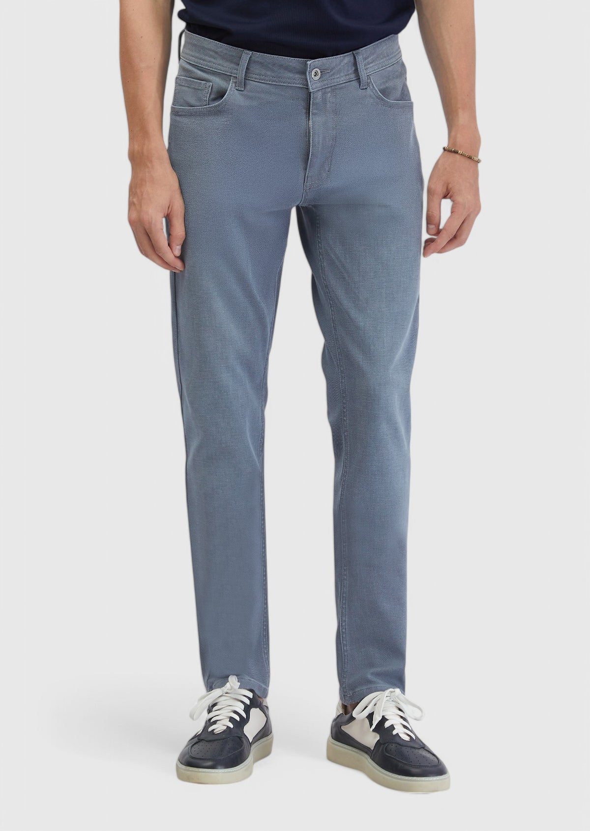 Mavi Düz Slim Fit Denim Pamuk Karışımlı Pantolon