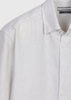 Ekru Çizgili Casual Fit Uzun Dokuma Casual Pamuk Karışımlı Gömlek