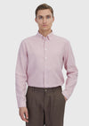 Pembe Düz Casual Fit Uzun Dokuma Casual Pamuk Karışımlı Gömlek