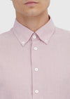Pembe Düz Casual Fit Uzun Dokuma Casual Pamuk Karışımlı Gömlek