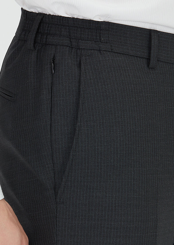 Antrasit Çizgili Modern Fit Yün Karışımlı Takım Elbise