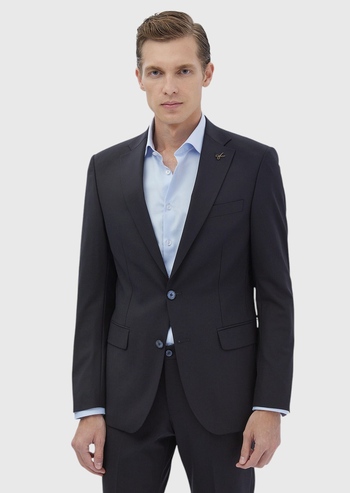 Lacivert Mikro Modern Fit Yün Karışımlı Takım Elbise