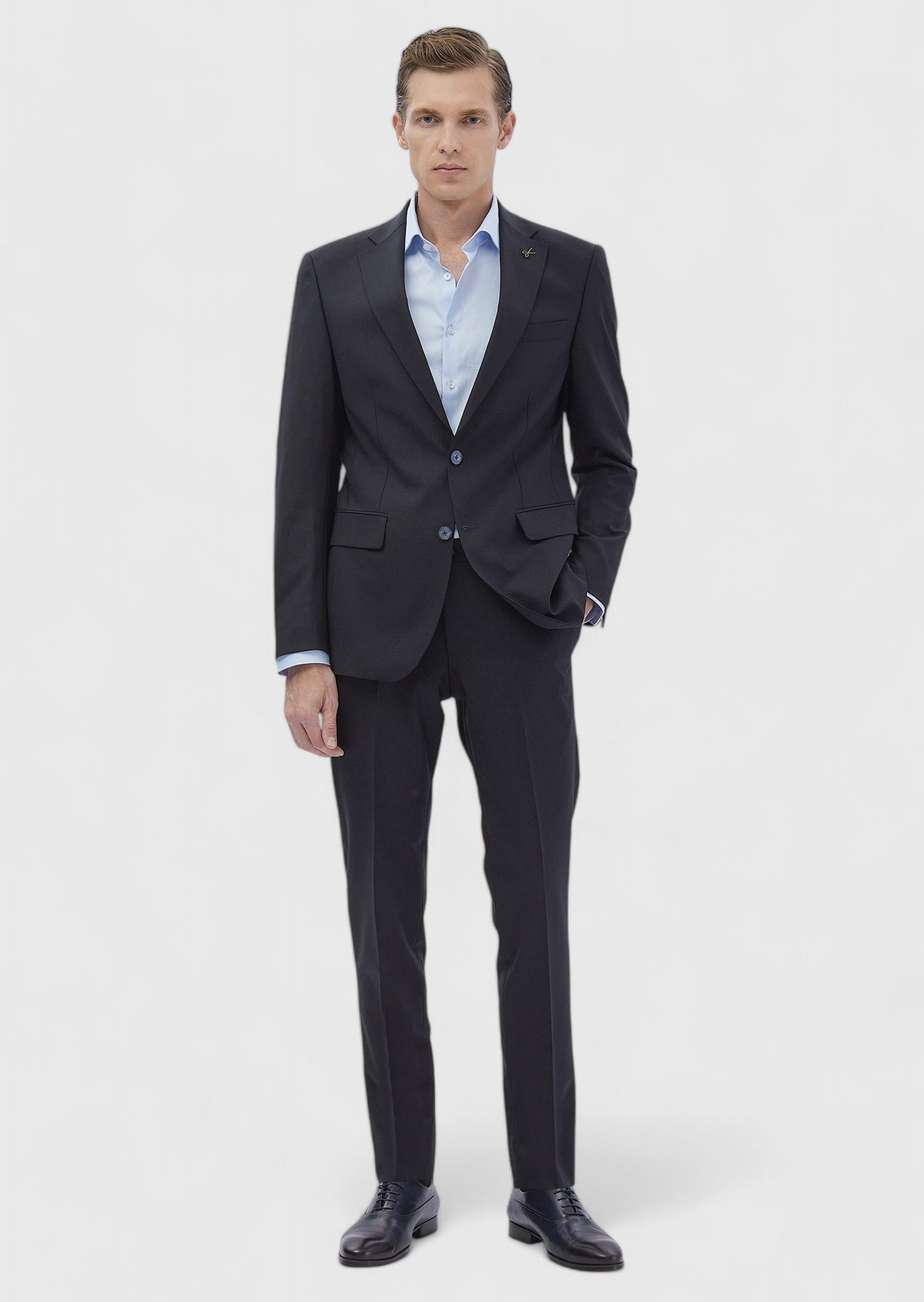 Lacivert Mikro Modern Fit Yün Karışımlı Takım Elbise