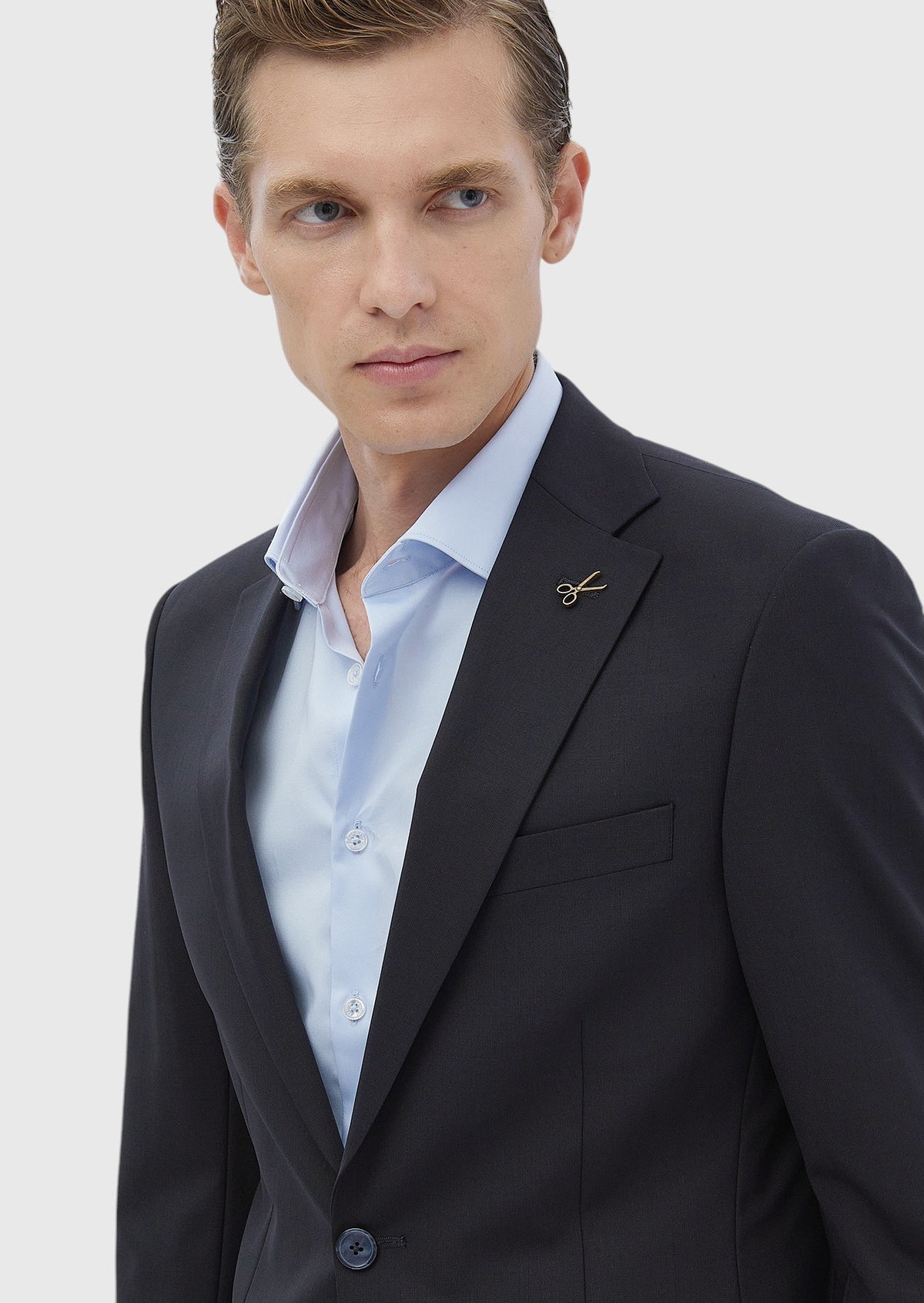 Lacivert Mikro Modern Fit Yün Karışımlı Takım Elbise
