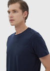 Lacivert Düz Pamuk Karışımlı T-Shirt