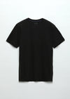 Siyah Düz Bisiklet Yaka %100 Pamuk T-Shirt