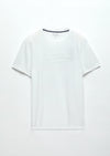 Beyaz Baskılı Bisiklet Yaka %100 Pamuk T-Shirt