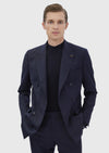 Lacivert Çizgili Zeroweight Slim Fit %100 Yün Takım Elbise