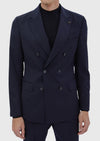 Lacivert Çizgili Zeroweight Slim Fit %100 Yün Takım Elbise