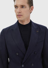 Lacivert Çizgili Zeroweight Slim Fit %100 Yün Takım Elbise
