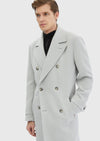 Gri Regular Fit Kruvaze Yaka Casual Dokuma Palto