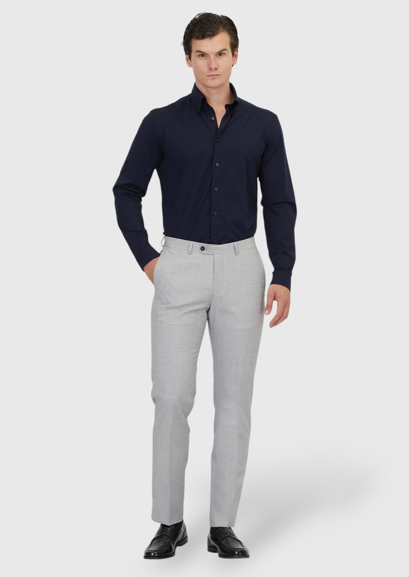Lacivert Düz Casual Fit Uzun Casual Pamuk Karışımlı Gömlek
