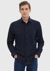 Lacivert Çizgili Casual Fit Uzun Casual %100 Pamuk Gömlek