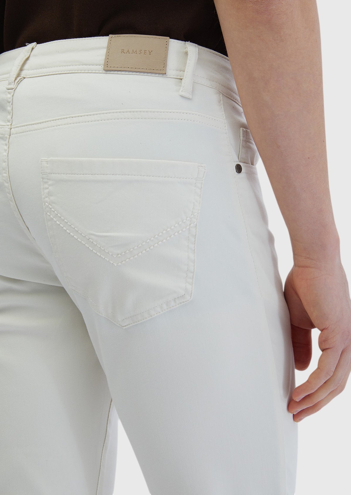 Ekru Düz Dokuma Slim Fit Casual Pamuk Karışımlı Pantolon